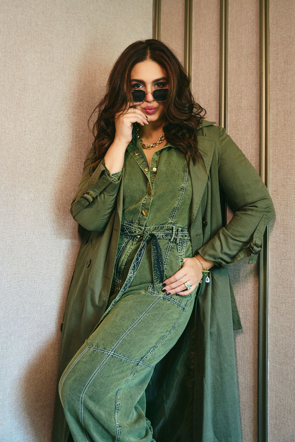 Huma Qureshi In Our Kendal Olive Jumpsuit
