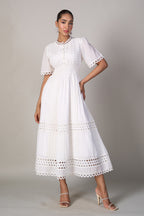 Tushita Mehta in our Sabrina Lace Dress