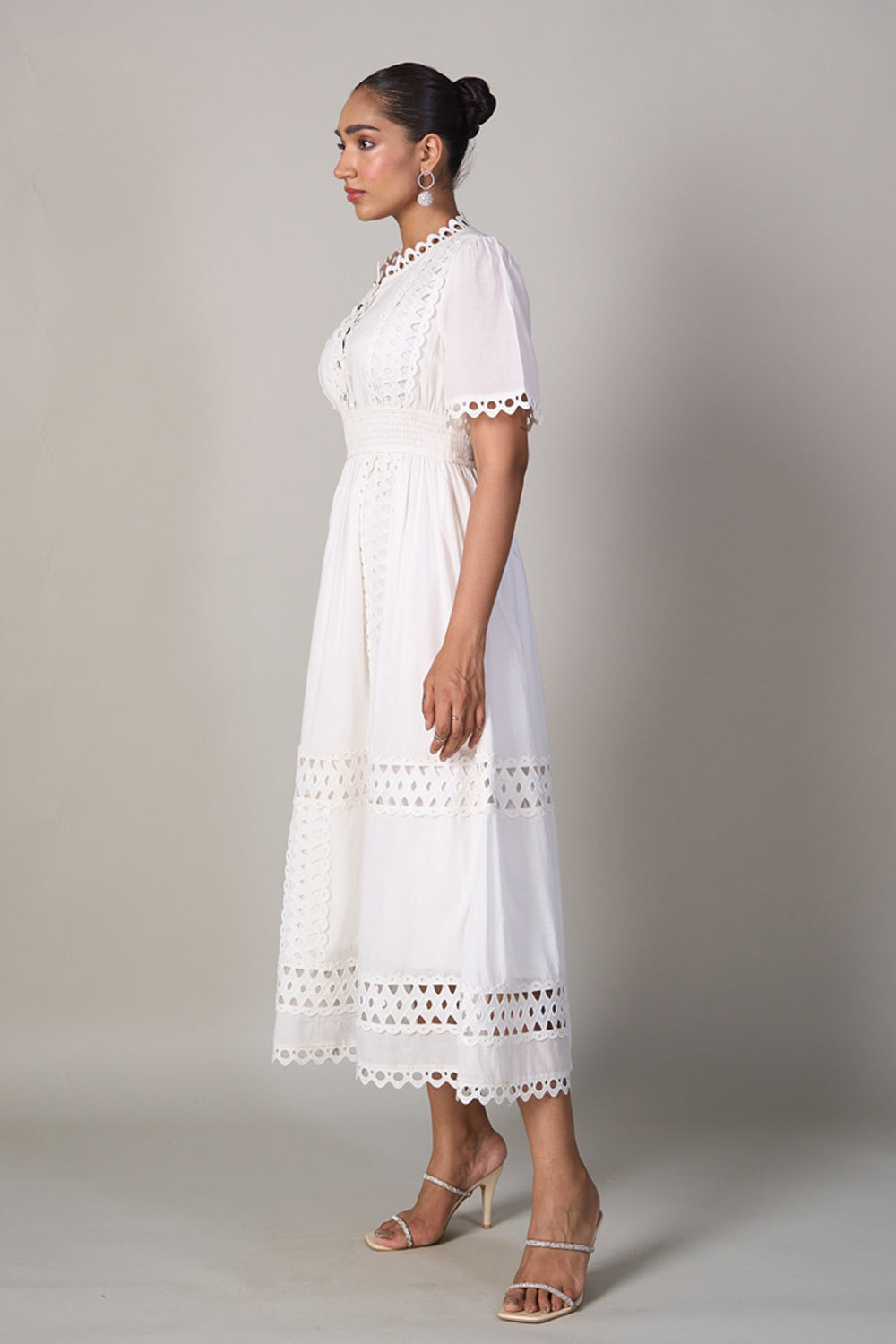 Tushita Mehta in our Sabrina Lace Dress