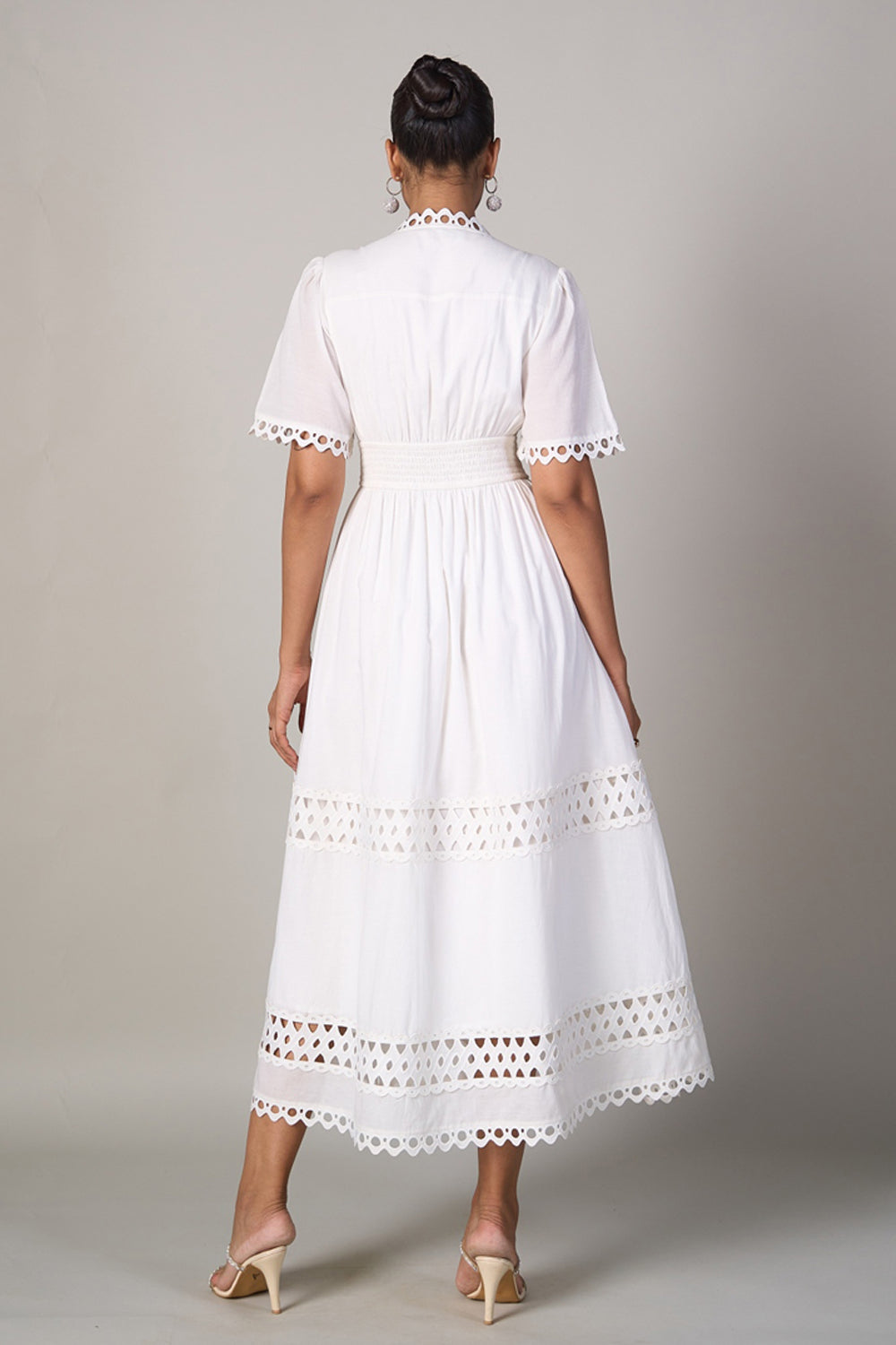 Tushita Mehta in our Sabrina Lace Dress