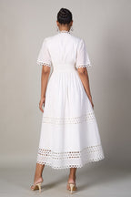 Tushita Mehta in our Sabrina Lace Dress