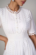 Tushita Mehta in our Sabrina Lace Dress