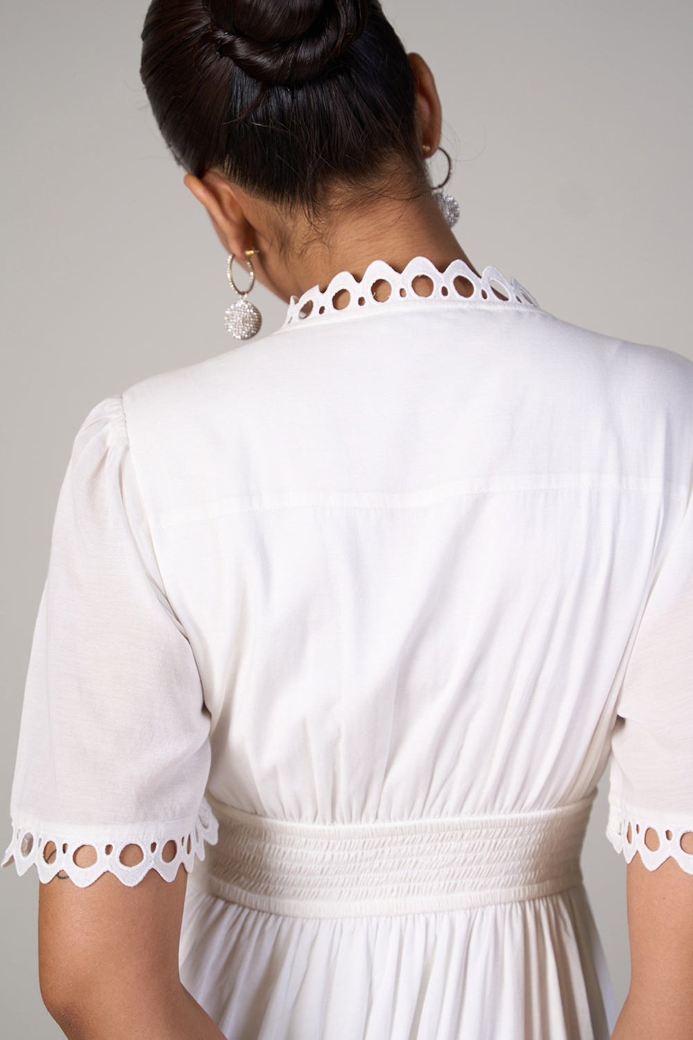 Tushita Mehta in our Sabrina Lace Dress