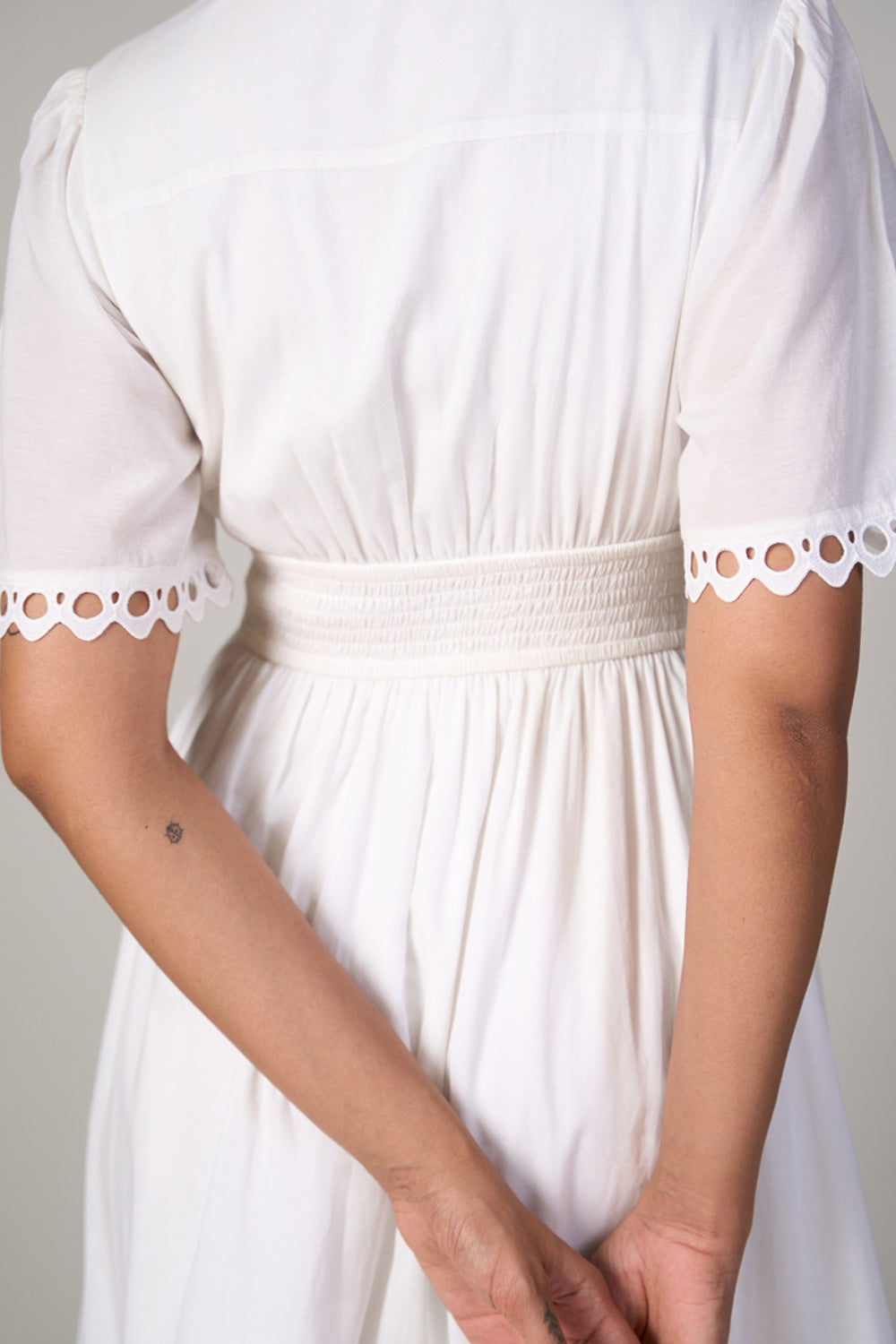 Tushita Mehta in our Sabrina Lace Dress