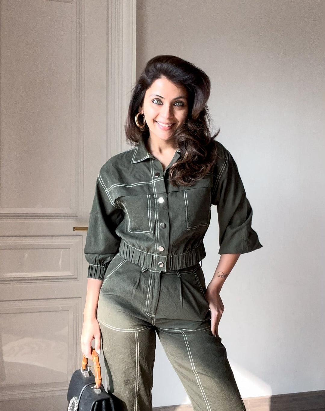 Nriti Shah In Our Emma Olive Jacket