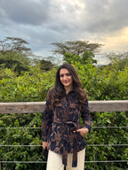 Tushita Mehta in our Denim Velvet Jacket