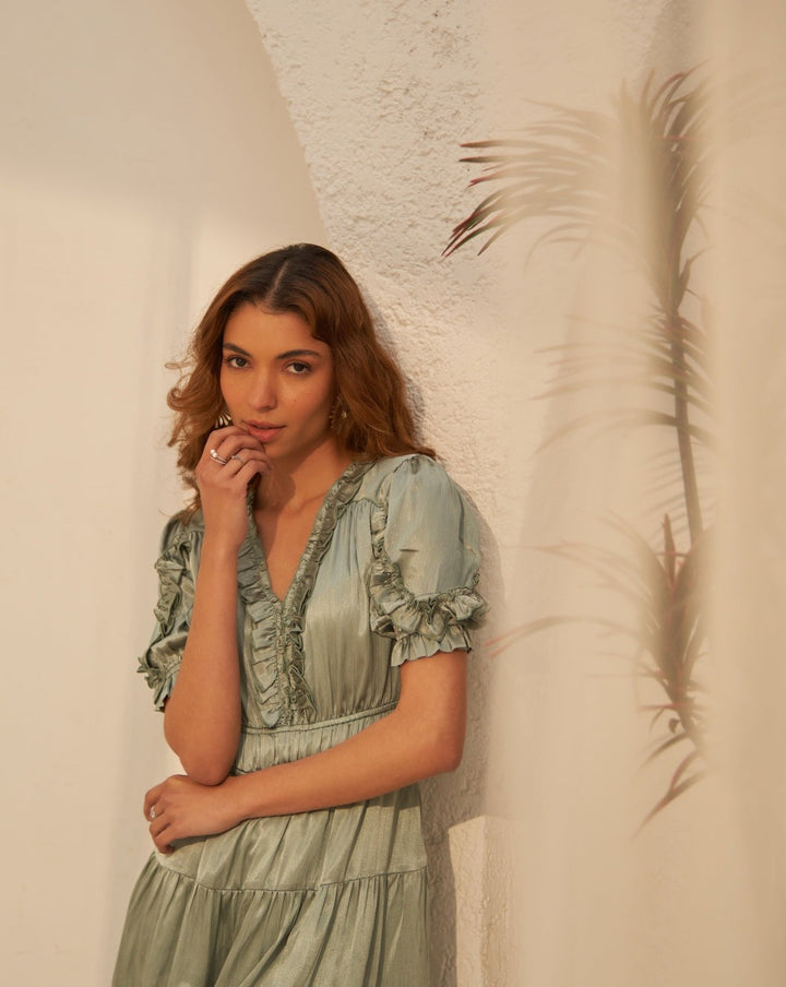 Karina Jalan in Our Eden Ruffle Dress