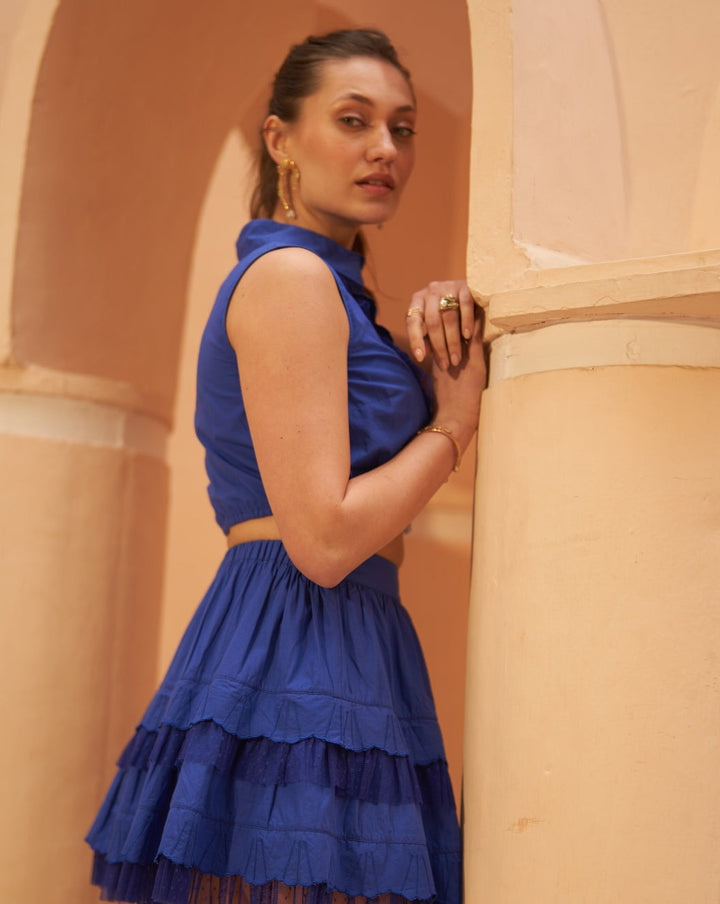 Indigo Lace Top