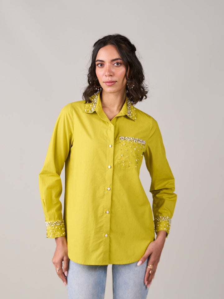 Malika Mehta In Our Sophie Lime Shirt