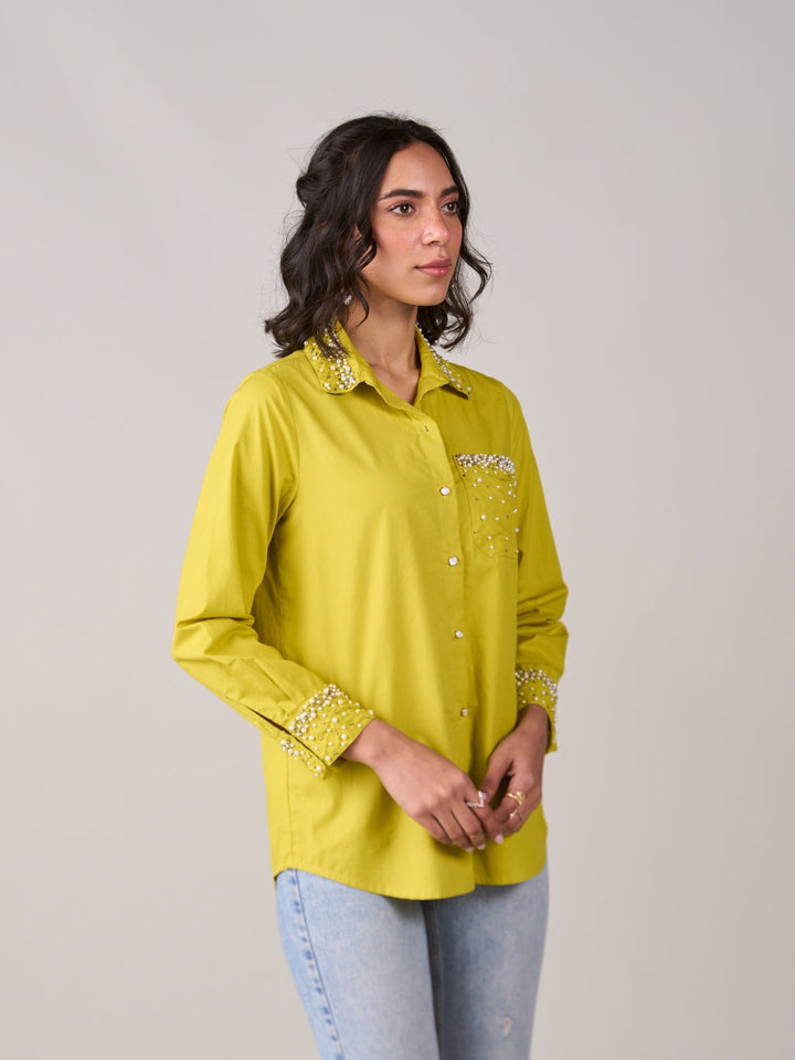 Malika Mehta In Our Sophie Lime Shirt