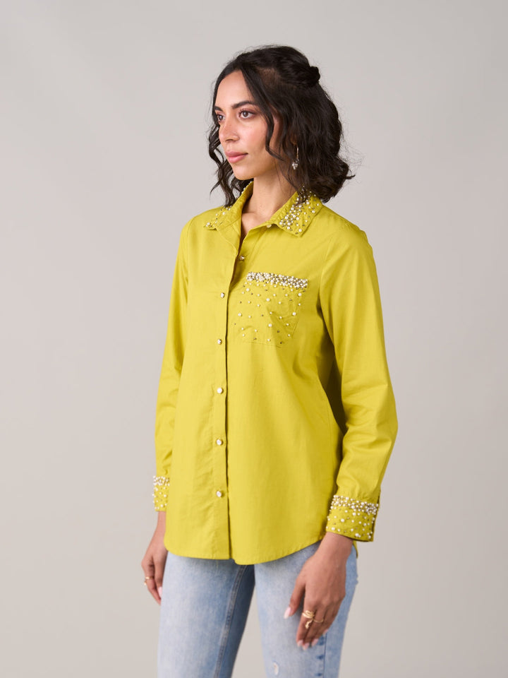Malika Mehta In Our Sophie Lime Shirt