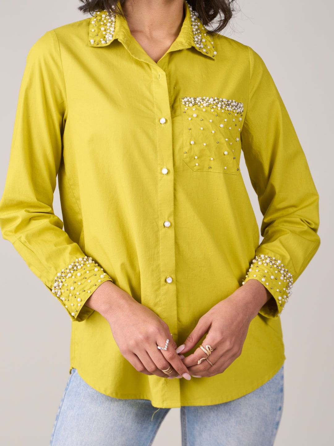 Malika Mehta In Our Sophie Lime Shirt