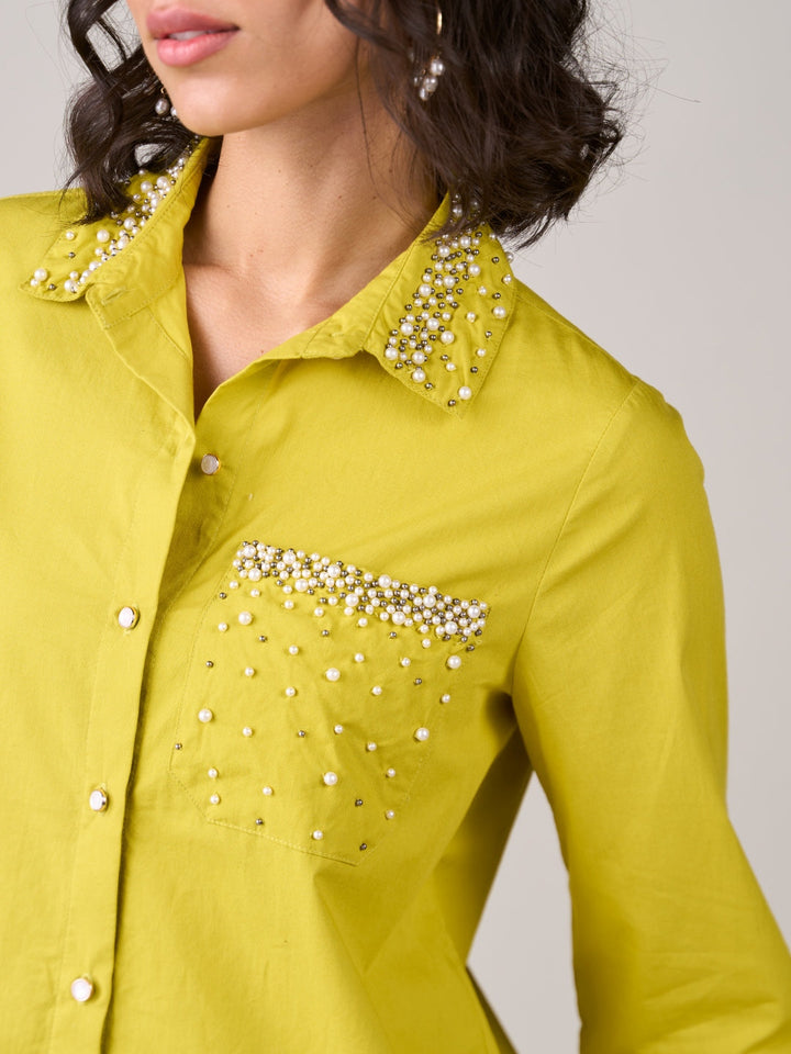 Malika Mehta In Our Sophie Lime Shirt
