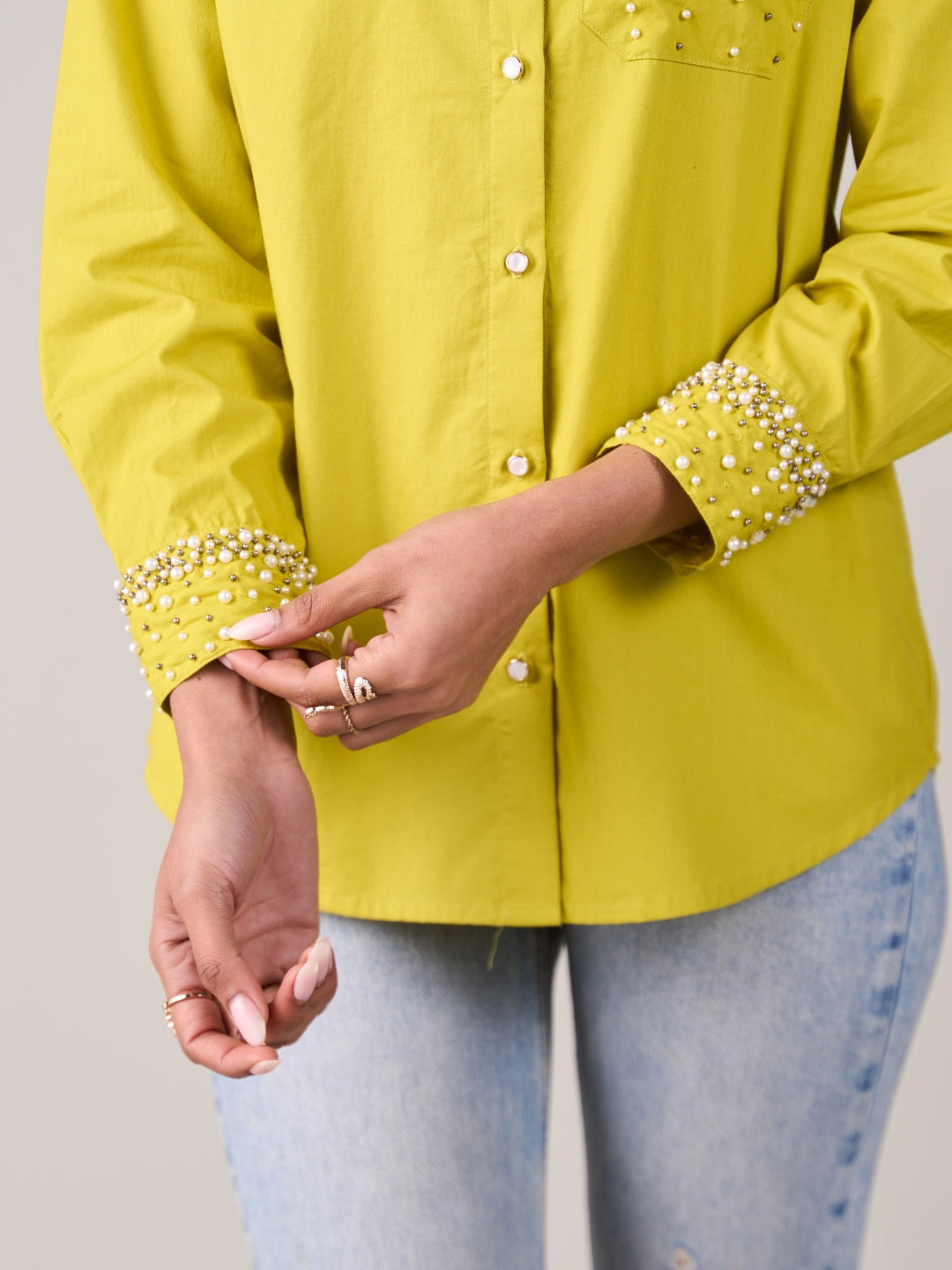 Malika Mehta In Our Sophie Lime Shirt