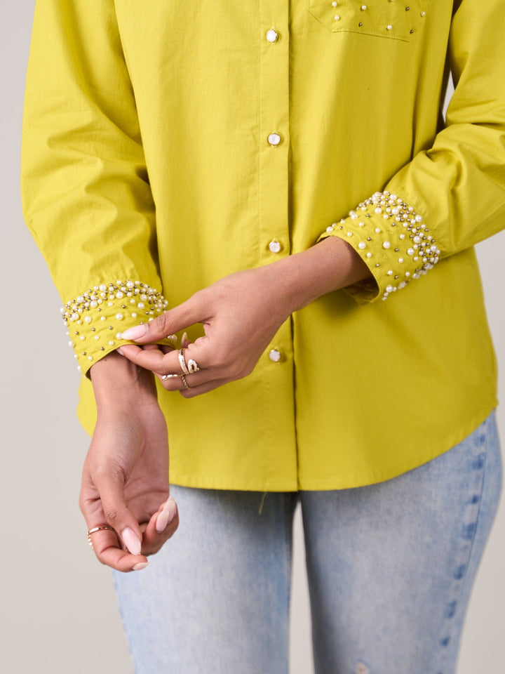 Malika Mehta In Our Sophie Lime Shirt