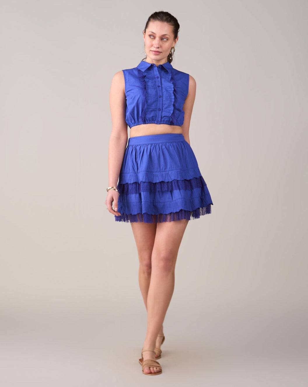 Niki Mehra In Our Indigo Lace Skirt