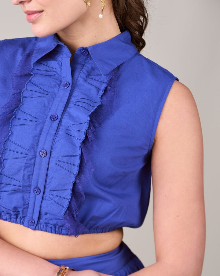 Niki Mehra In Our Indigo Lace Top