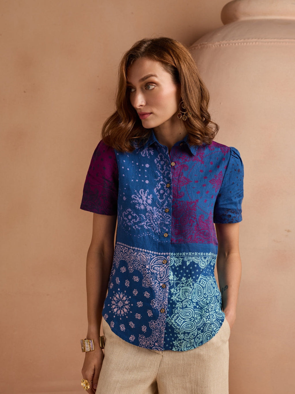 100% Linen Printed Shirt