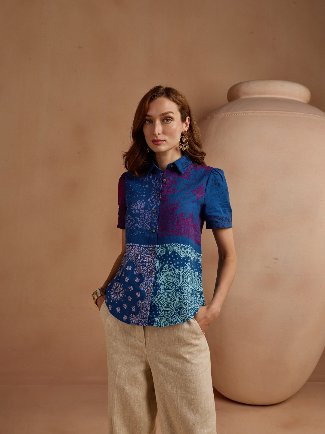 100% Linen Printed Shirt