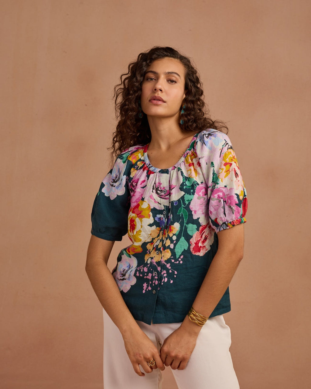 100% Linen Printed Top