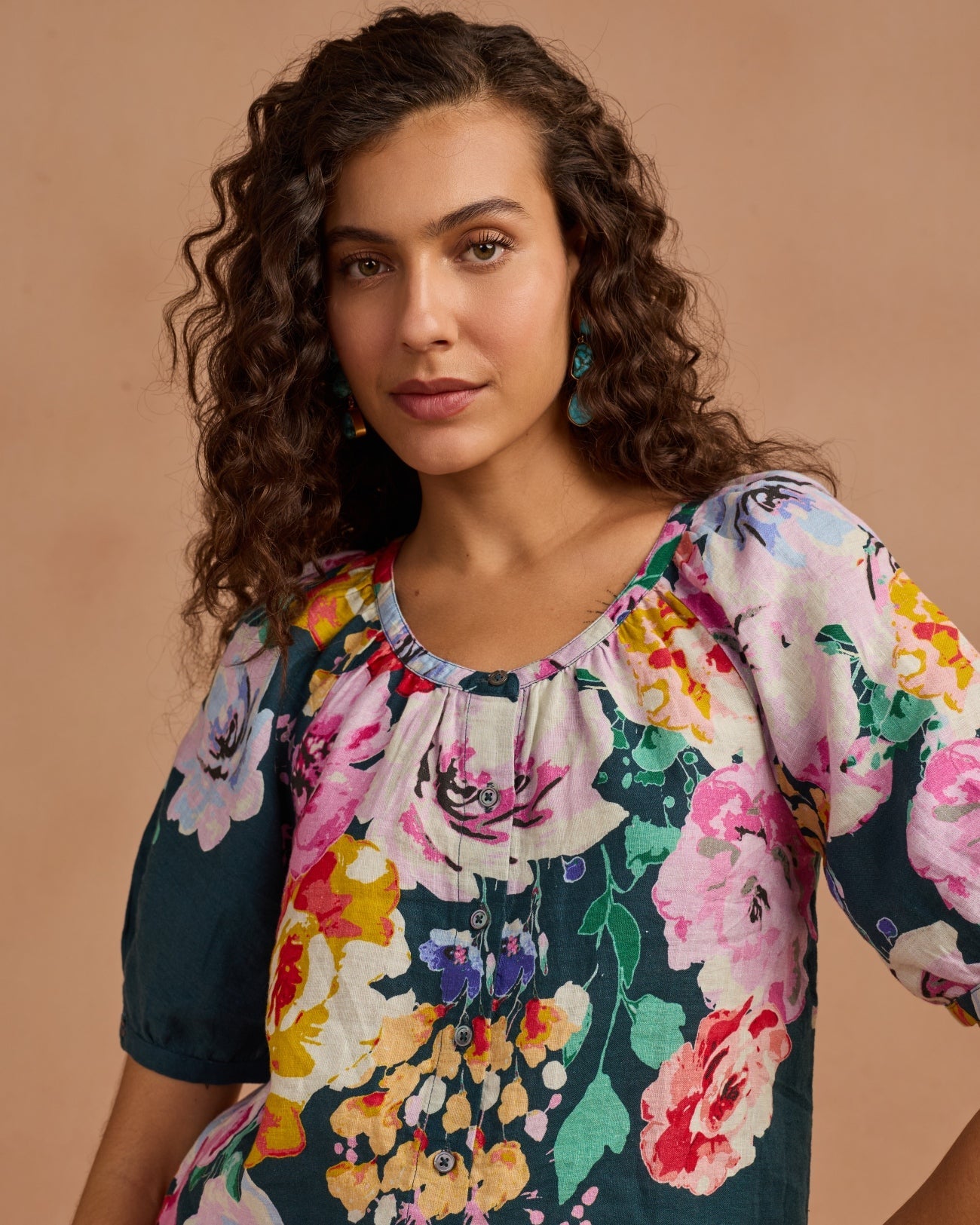 100% Linen Printed Top