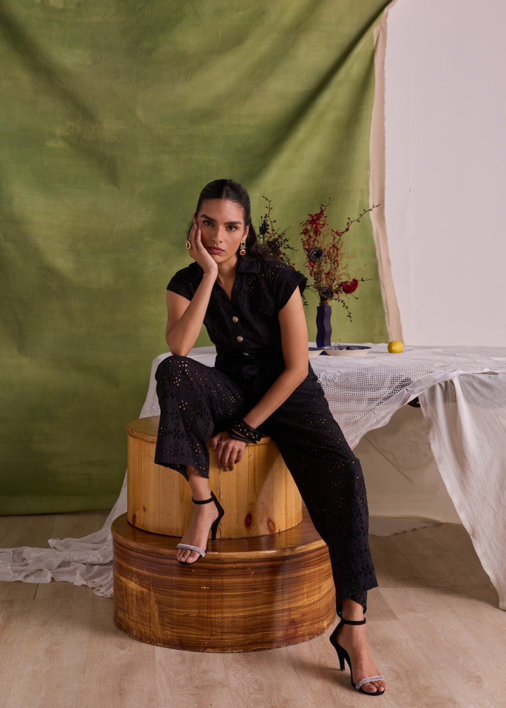 Tushita Mehta in our Lara Schiffli Jumpsuit