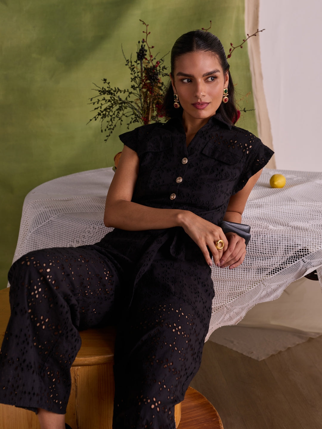 Tushita Mehta in our Lara Schiffli Jumpsuit