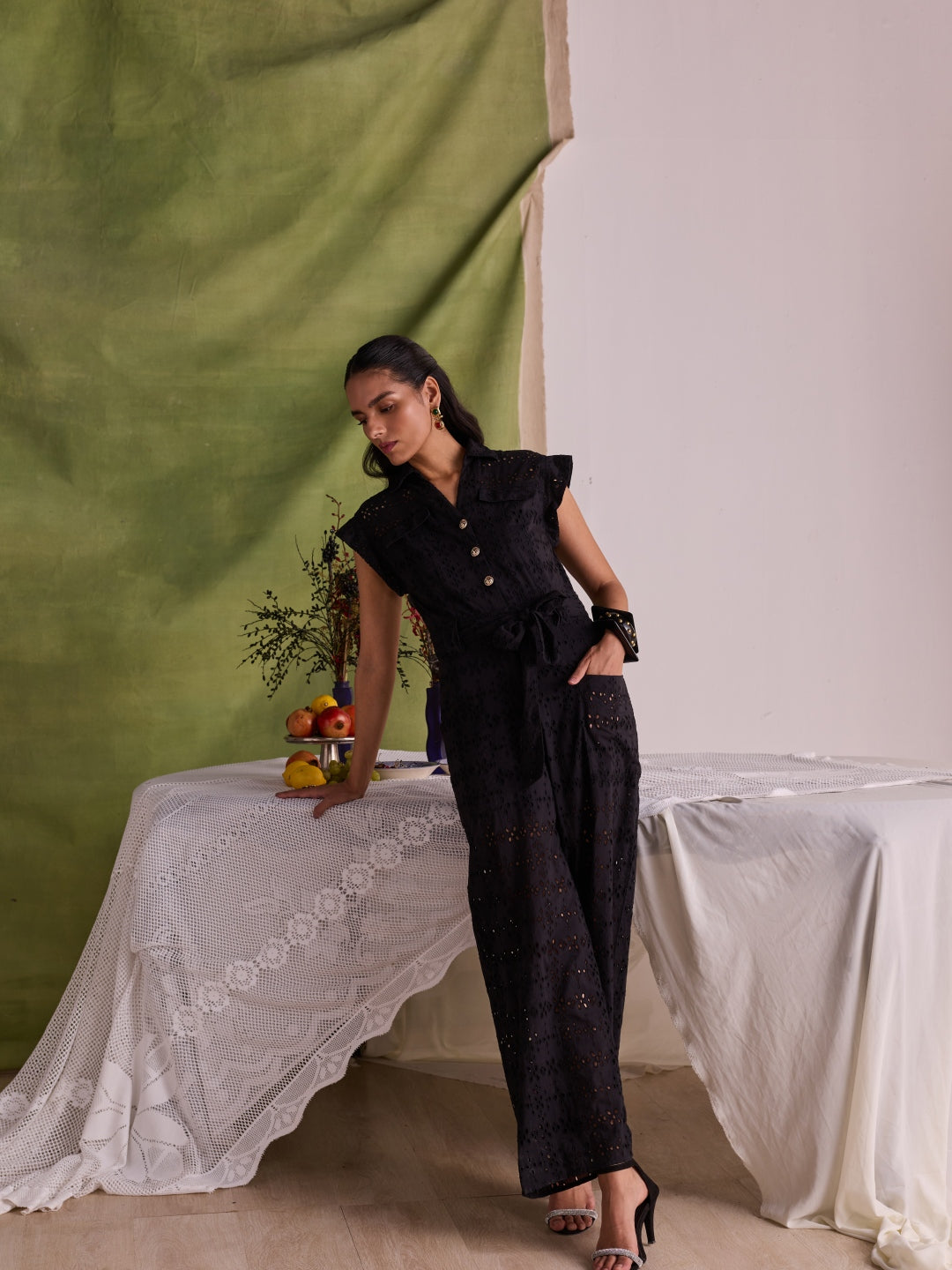 Tushita Mehta in our Lara Schiffli Jumpsuit