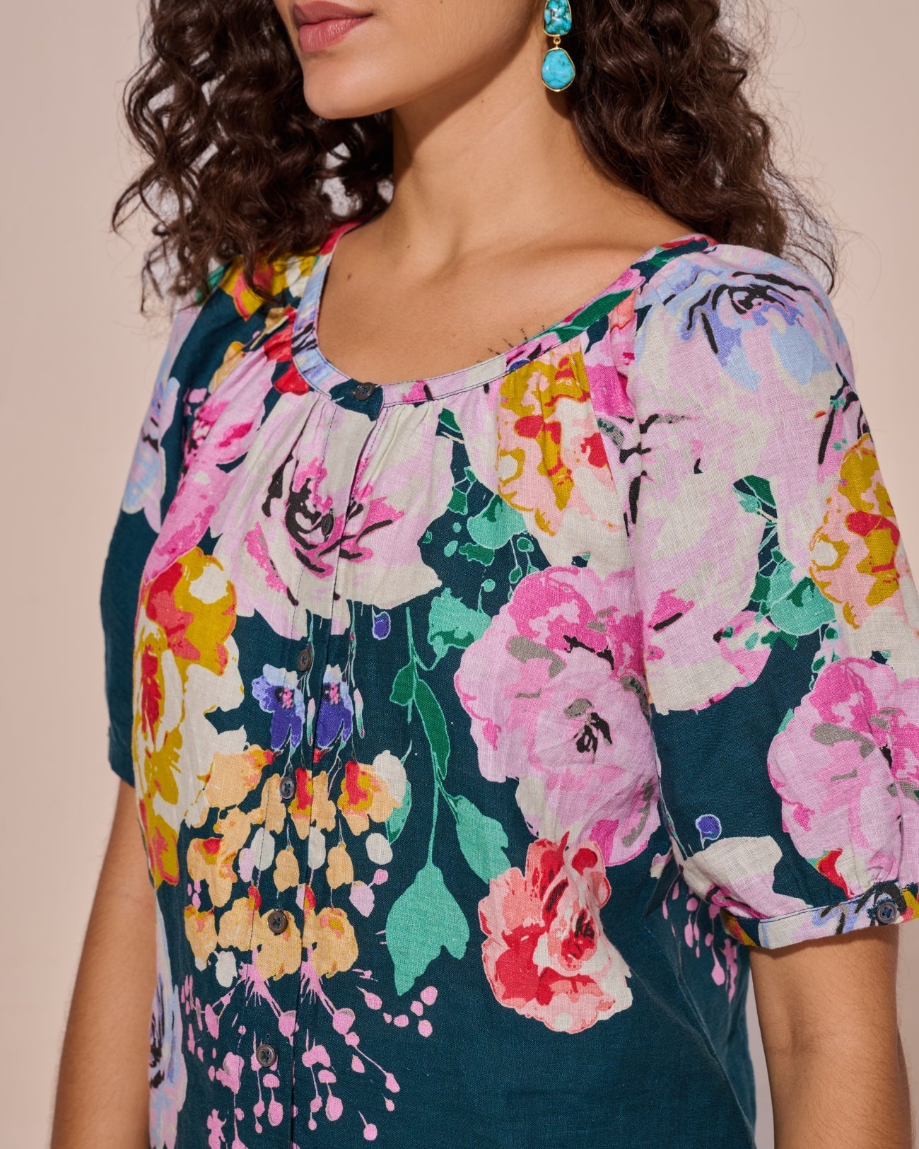 100% Linen Printed Top