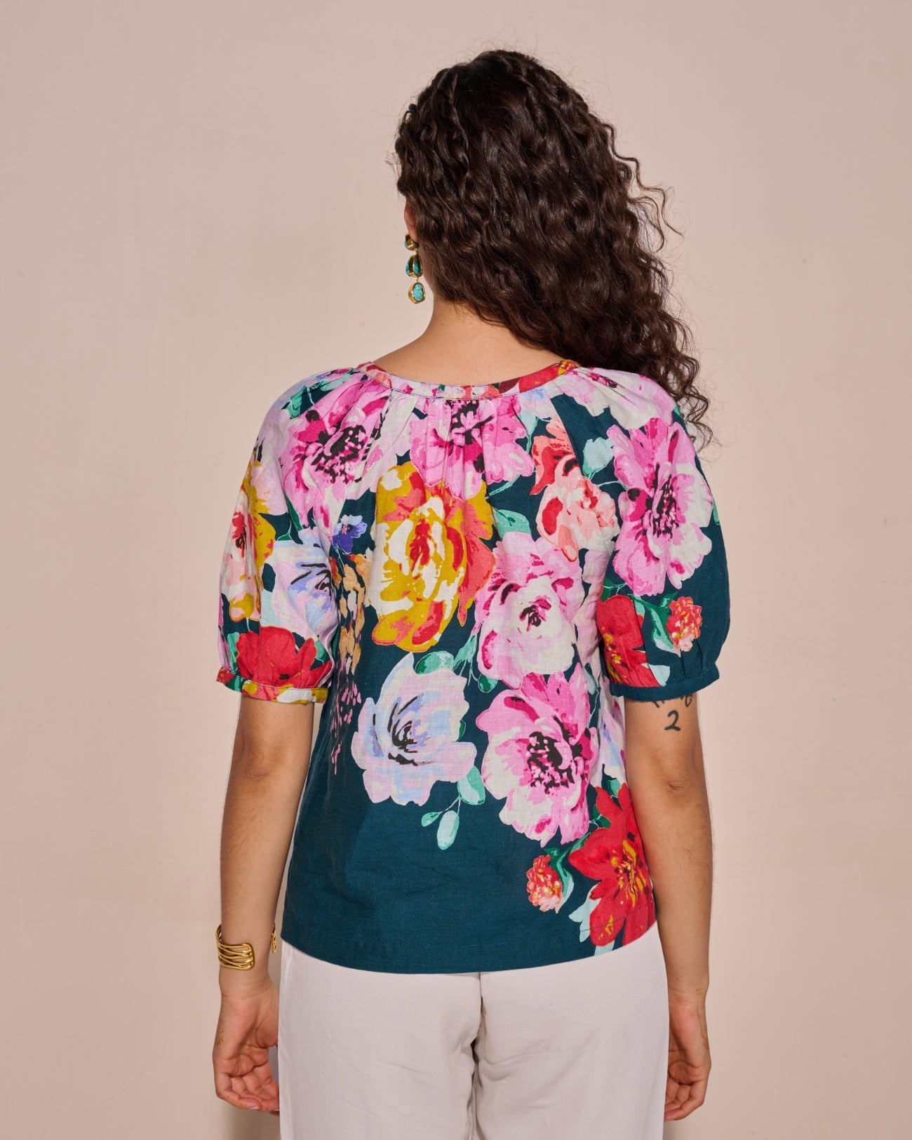 100% Linen Printed Top