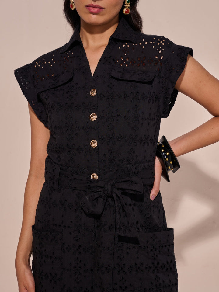 Tushita Mehta in our Lara Schiffli Jumpsuit