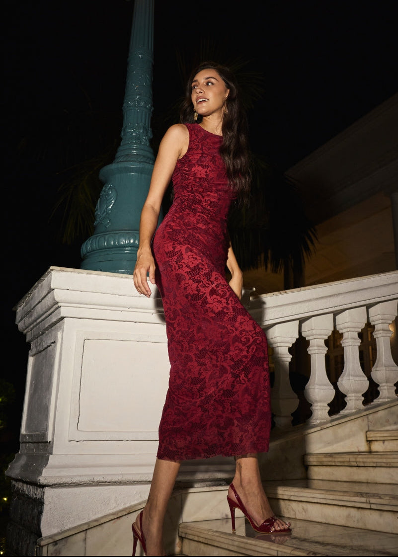 Tushita Mehta in our Monica mesh dress