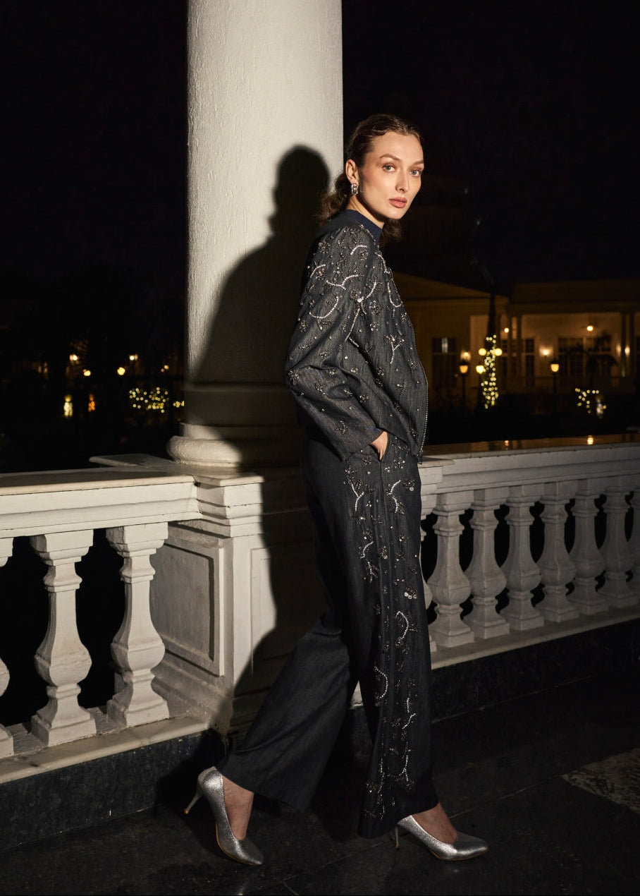 Isha Sutaria in our Rosie Embellished Denim Pants