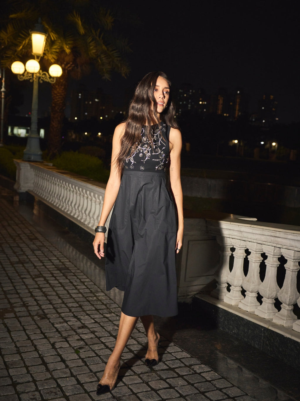 Laurel Embroidered Ribbed Dress