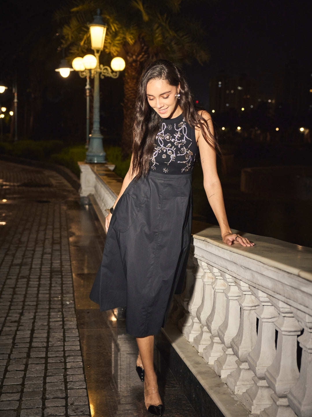 Laurel Embroidered Ribbed Dress