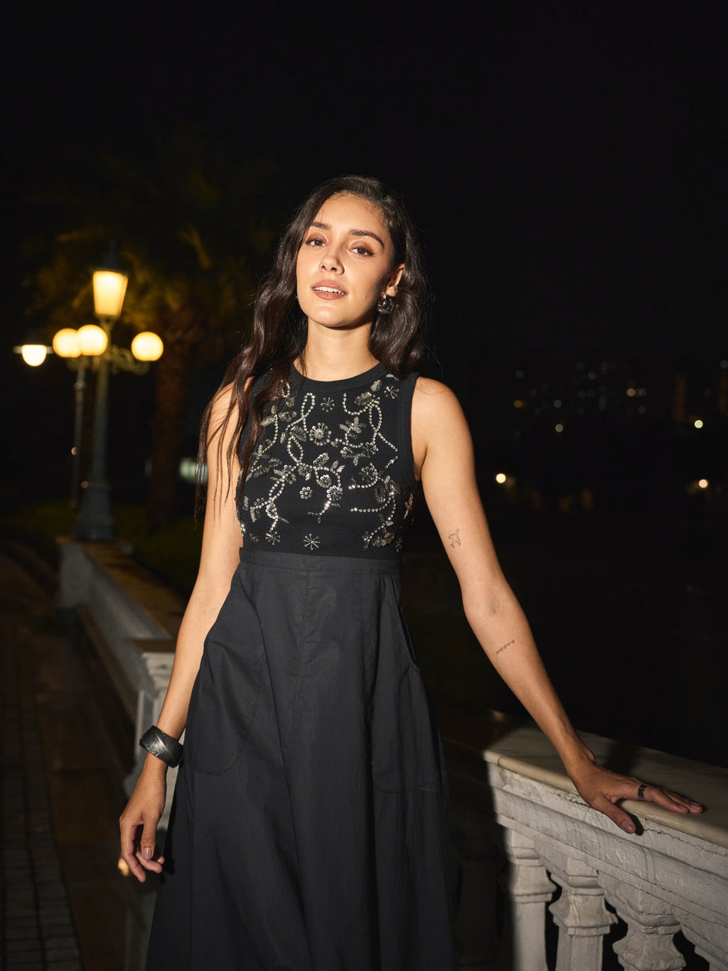 Laurel Embroidered Ribbed Dress