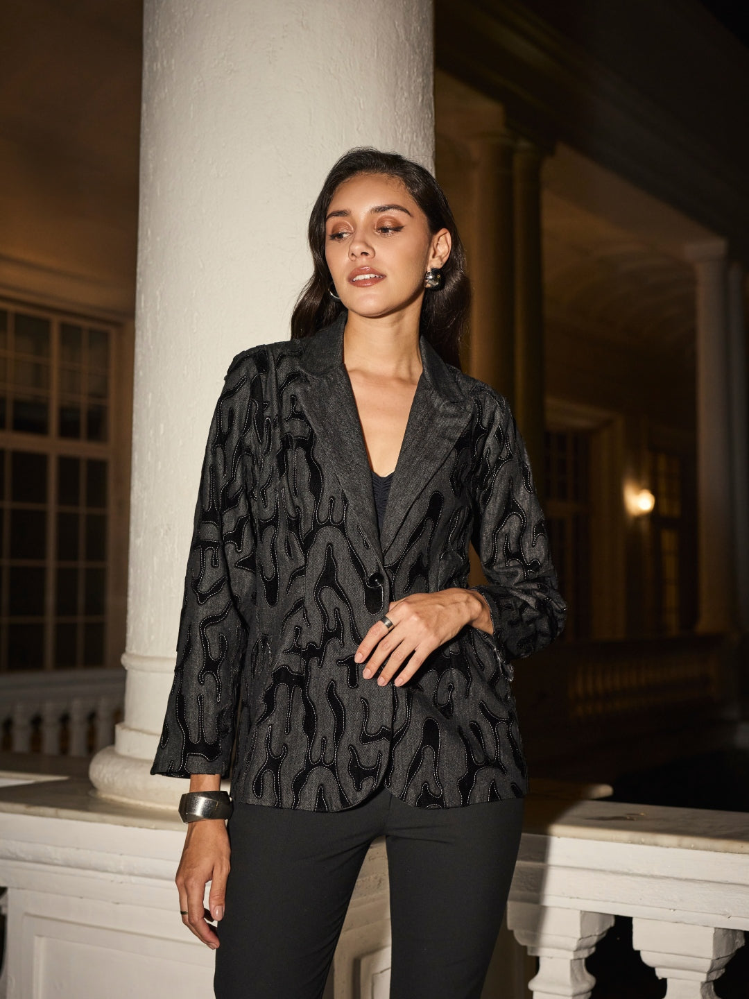 Arden Denim Velvet Blazer