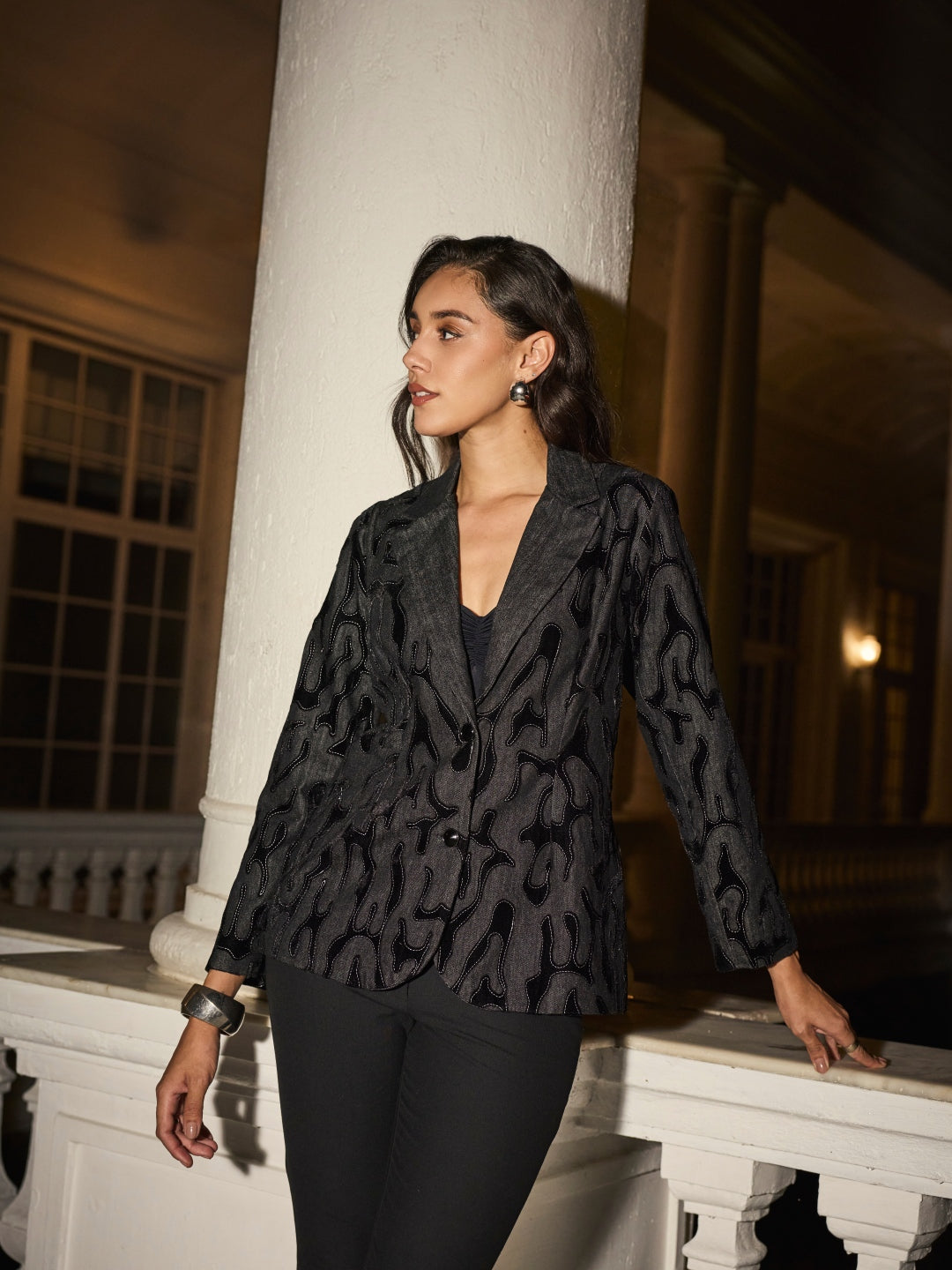 Arden Denim Velvet Blazer