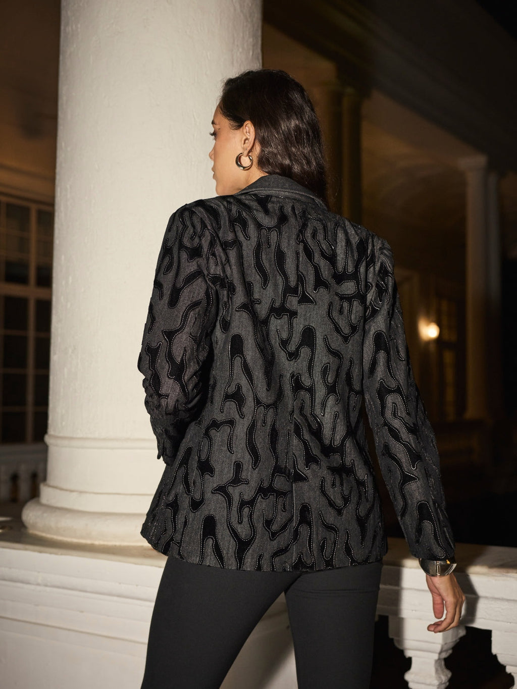 Arden Denim Velvet Blazer