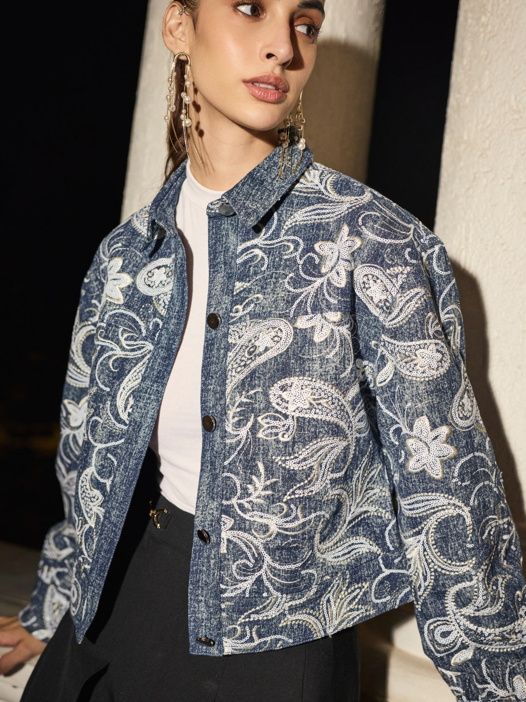 Divya Bhopana in our Margaret Denim Jacket