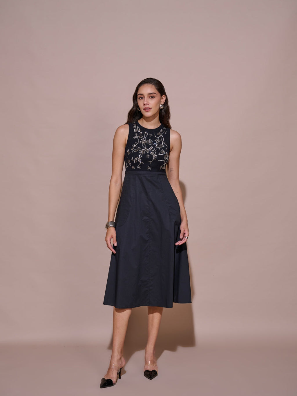 Laurel Embroidered Ribbed Dress