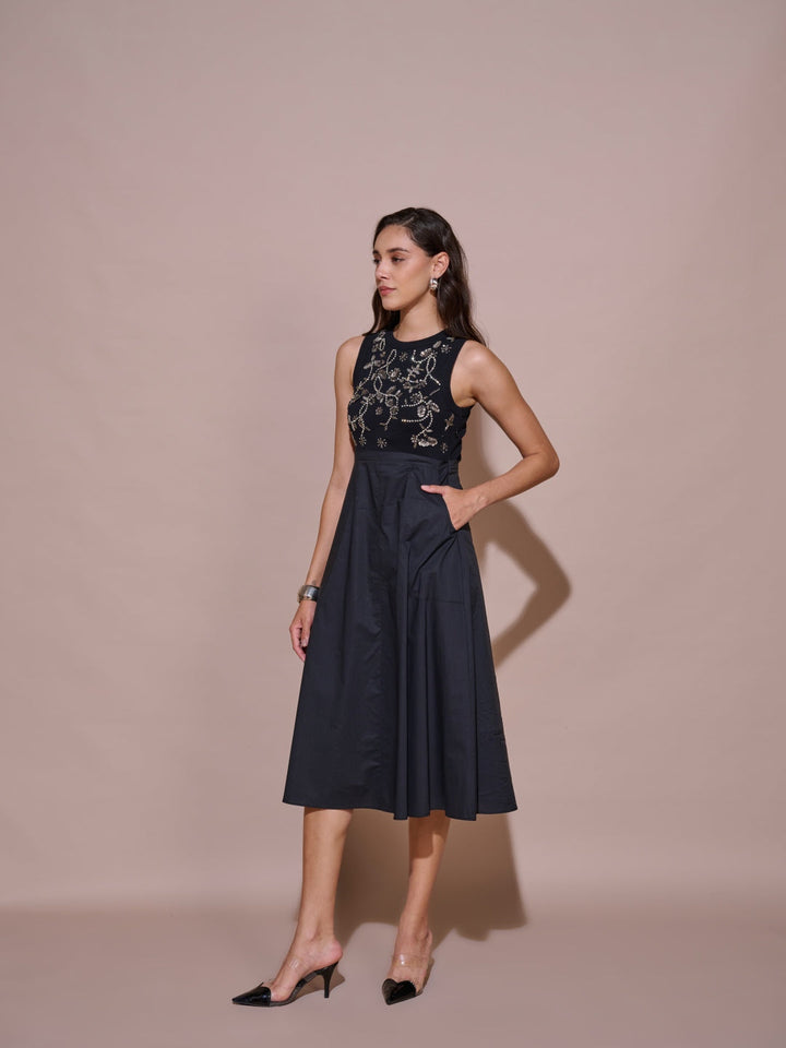 Laurel Embroidered Ribbed Dress