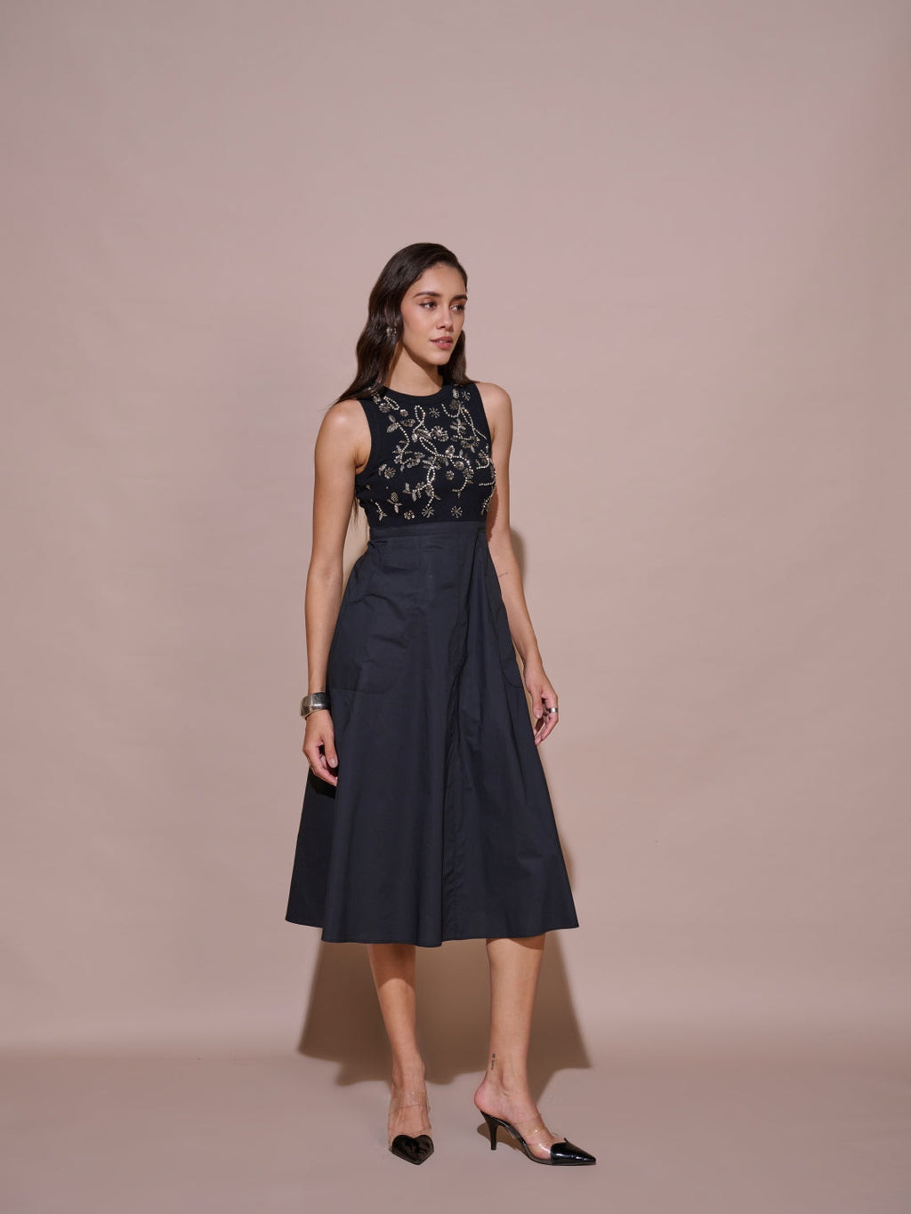 Laurel Embroidered Ribbed Dress