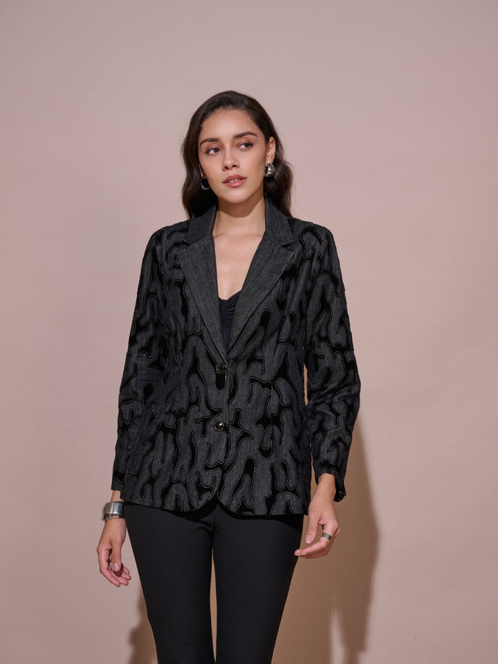 Arden Denim Velvet Blazer