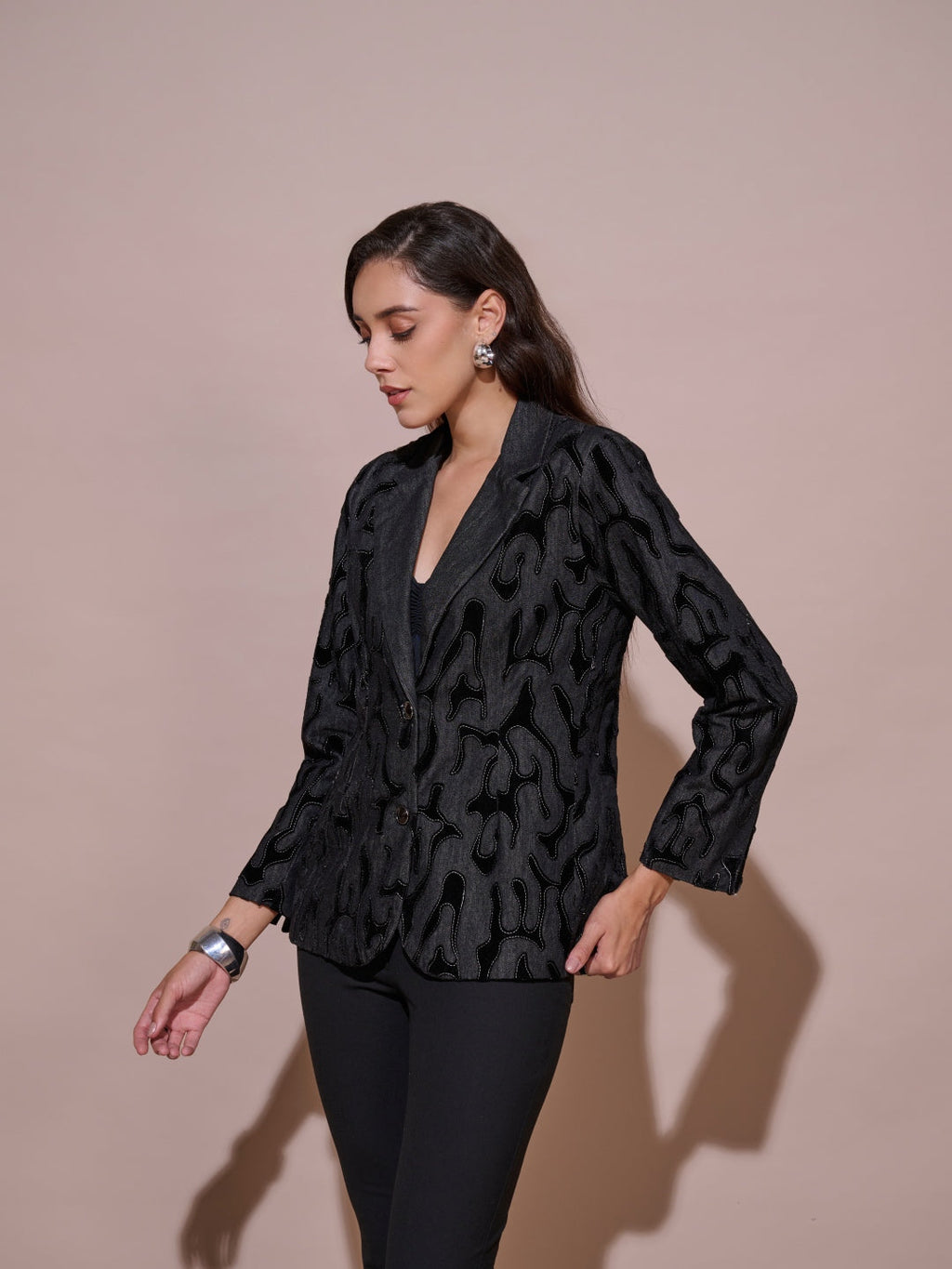 Arden Denim Velvet Blazer