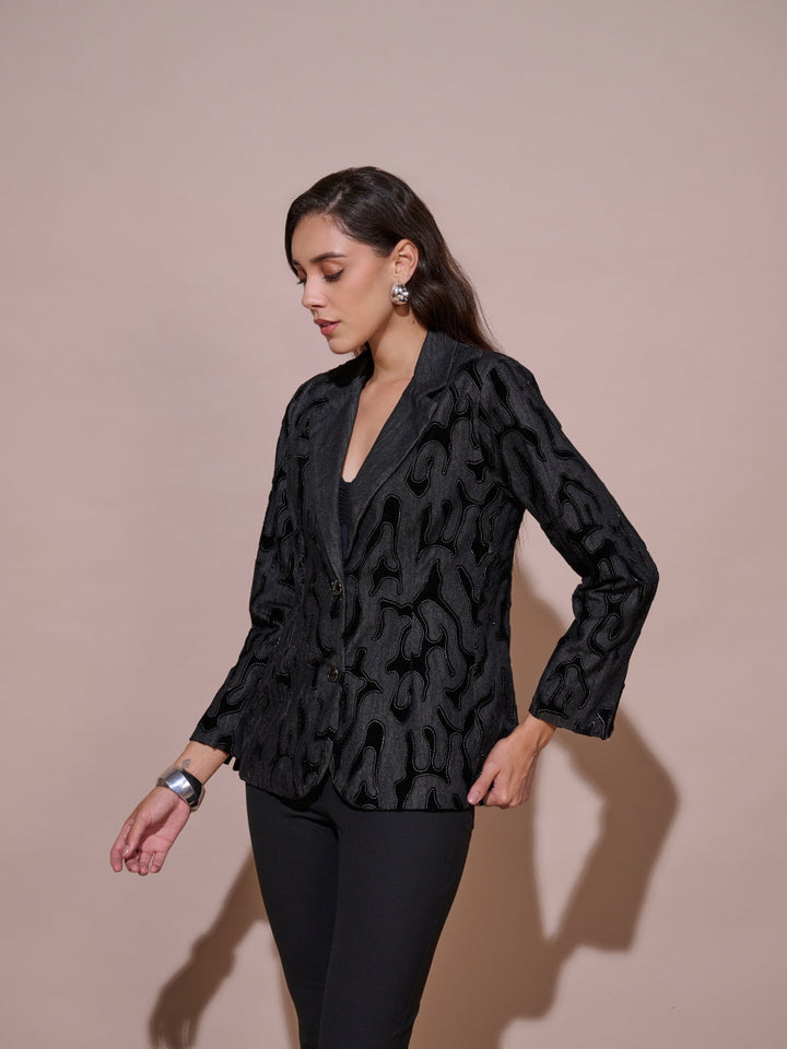 Arden Denim Velvet Blazer