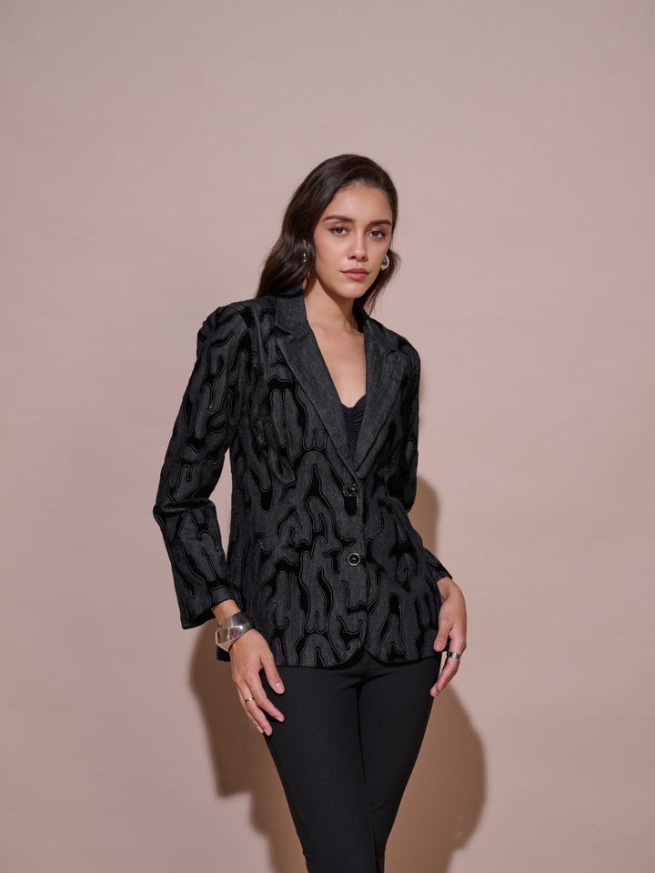 Arden Denim Velvet Blazer