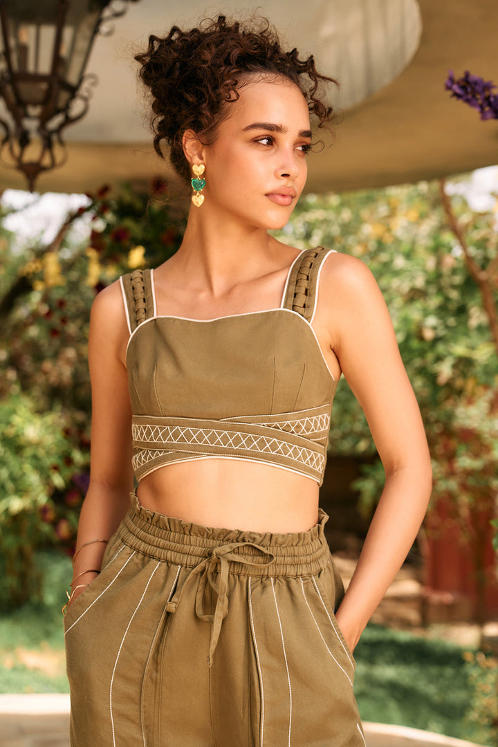 Radhica Diwan In Our Eden Olive Top