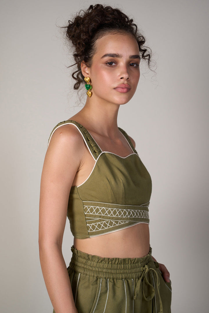 Radhica Diwan In Our Eden Olive Top