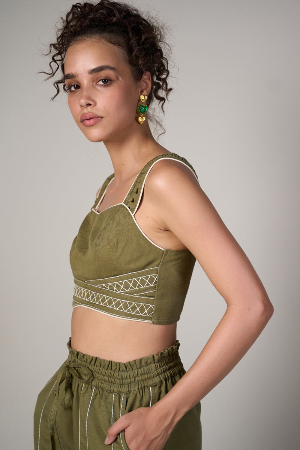 Radhica Diwan In Our Eden Olive Top